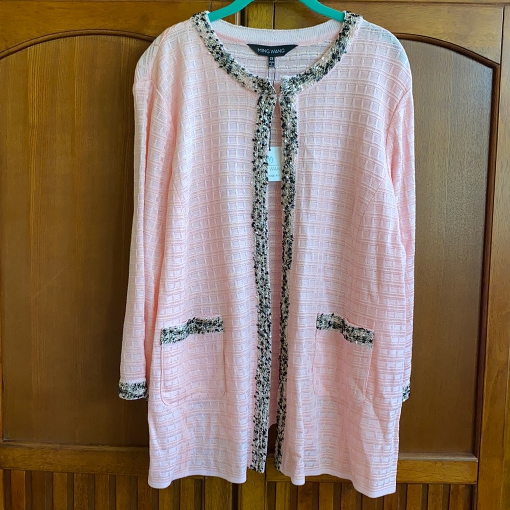 NWT Light Pink Ming Wang Jacket with Textured Trim